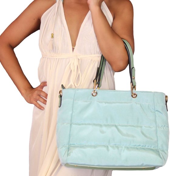 ISABELLE HANDBAGS VEGAN QUILTED NYLON TOTE - Picture 3 of 10